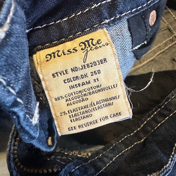 Miss Me Jeans Bootcut Size 26 Dark Wash Sequin Embellished Distressed Pockets - Picture 8 of 12